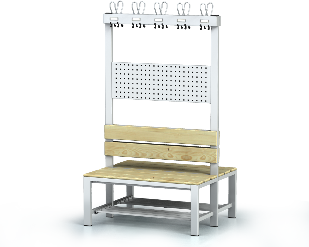 Double-sided benches with backrest and racks, spruce sticks -  with a reclining grate 1800 x 1000 x 830